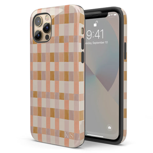 Custom Initials Tartan Plaid Checkerboard iPhone Case